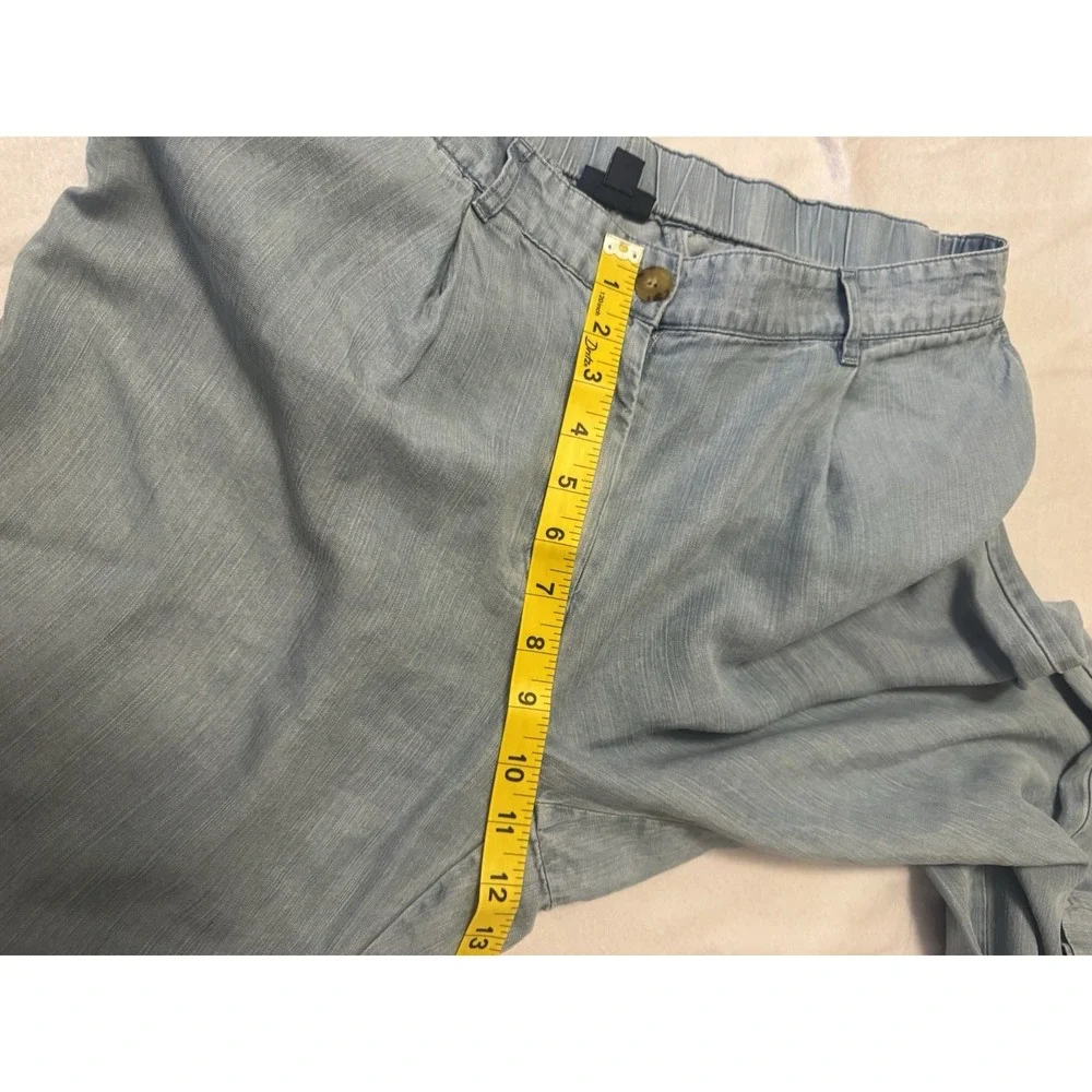 J. Jill Women's Blue Denim Tencel Straight Leg Pants Pockets 12 Tall 32